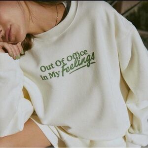 NWOT Mayfair Group Cream Crewneck Out of Office Size L/XL